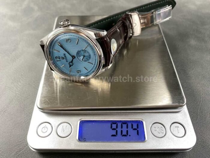 8 Factory Rolex 1908 52506 0002 39mm Steel Leather Strap Arabic Numerals Ice Blue Dial 1 Super Clone Watch,Clean Factory Watch
