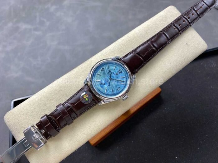 8 Factory Rolex 1908 52506 0002 39mm Steel Leather Strap Arabic Numerals Ice Blue Dial 4 Super Clone Watch,Clean Factory Watch