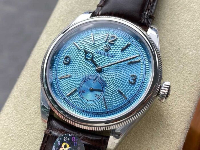 8 Factory Rolex 1908 52506 0002 39mm Steel Leather Strap Arabic Numerals Ice Blue Dial 7 Super Clone Watch,Clean Factory Watch
