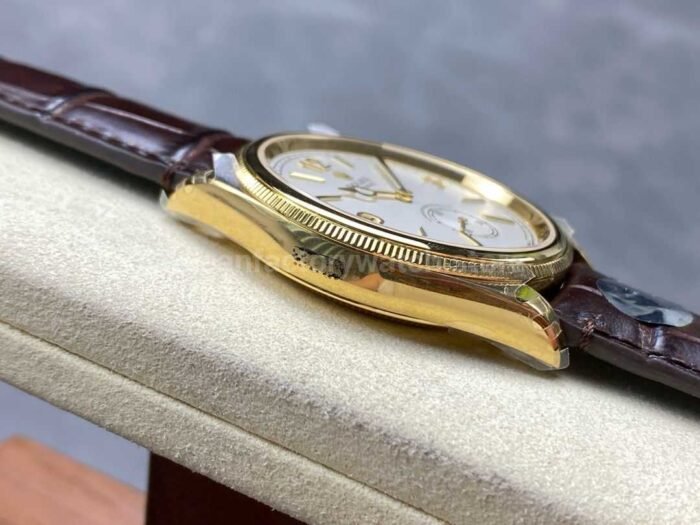 8 Factory Rolex 1908 52508 0006 39mm Yellow Gold Leather Strap Arabic Numerals White Dial 3 Super Clone Watch,Clean Factory Watch