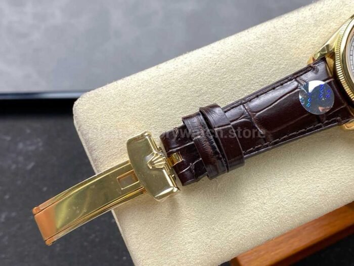 8 Factory Rolex 1908 52508 0006 39mm Yellow Gold Leather Strap Arabic Numerals White Dial 7 Super Clone Watch,Clean Factory Watch