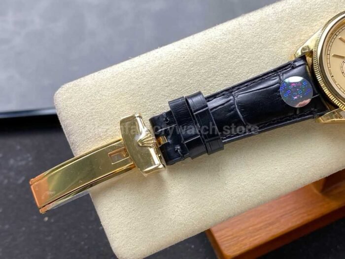 8 Factory Rolex 1908 52508 39mm Yellow Gold Leather Strap Arabic Numerals Champagne Dial 4 Super Clone Watch,Clean Factory Watch