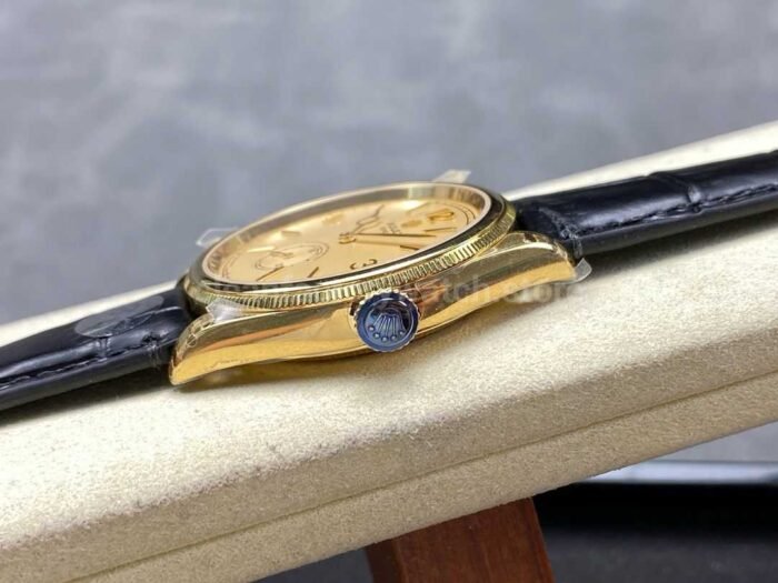 8 Factory Rolex 1908 52508 39mm Yellow Gold Leather Strap Arabic Numerals Champagne Dial 6 Super Clone Watch,Clean Factory Watch