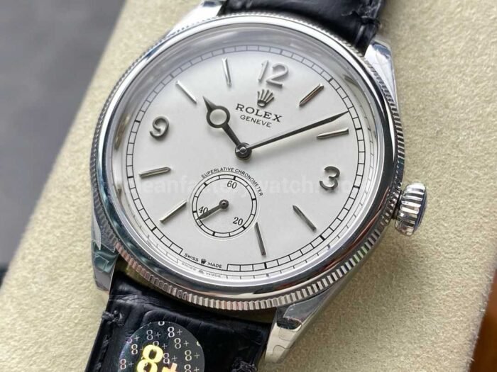 8 Factory Rolex 1908 52509 0006 39mm Steel Leather Strap Arabic Numerals White Dial 9 Super Clone Watch,Clean Factory Watch