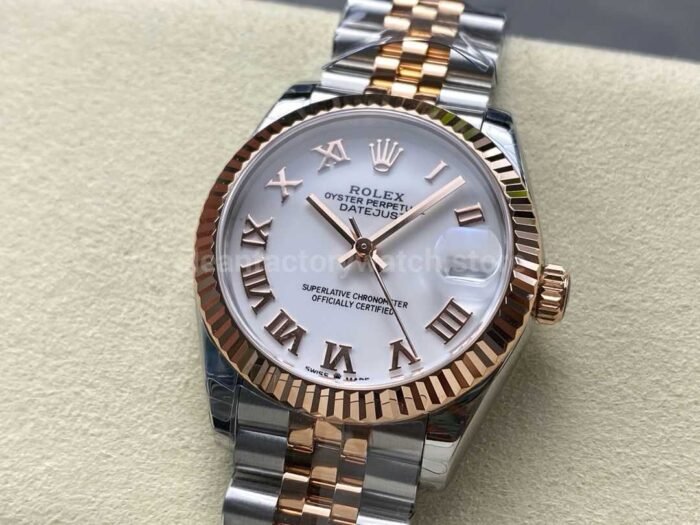 8+ Factory Rolex counterweight Datejust 278271-0002 31mm  Half Rose Gold Roman Numerals White Dial Jubilee - Image 3