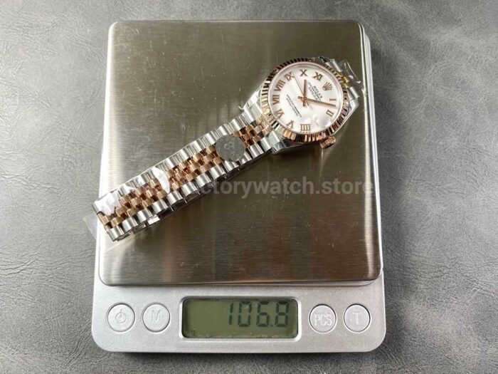 8+ Factory Rolex counterweight Datejust 278271-0002 31mm  Half Rose Gold Roman Numerals White Dial Jubilee - Image 9