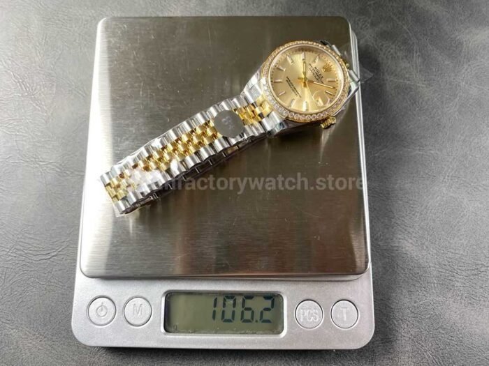 8+ Factory Rolex counterweight Datejust 278383RBR-0014 31mm Diamond Yellow Gold Bezel Half Yellow Gold Champagne Dial Jubilee - Image 9