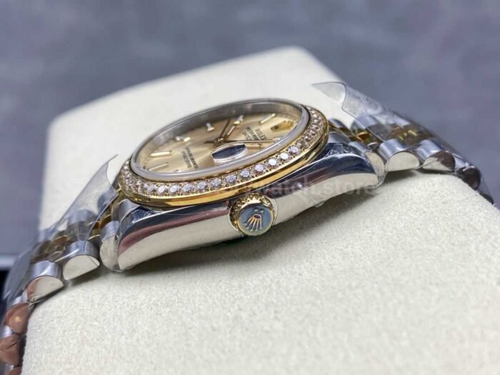 8+ Factory Rolex counterweight Datejust 278383RBR-0014 31mm Diamond Yellow Gold Bezel Half Yellow Gold Champagne Dial Jubilee - Image 6