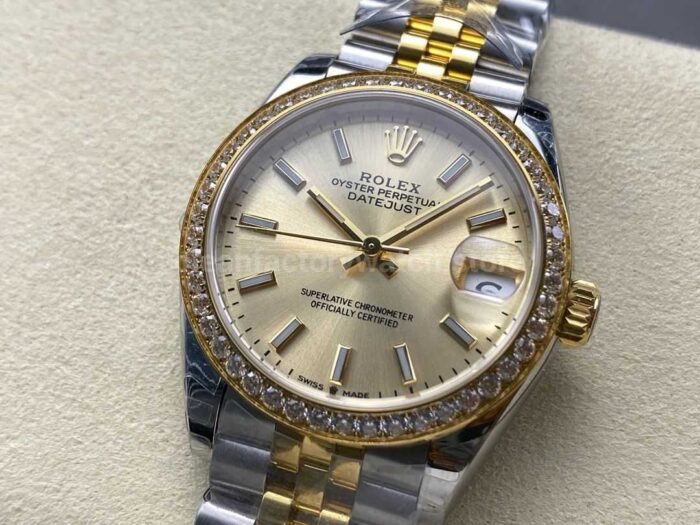 8+ Factory Rolex counterweight Datejust 278383RBR-0014 31mm Diamond Yellow Gold Bezel Half Yellow Gold Champagne Dial Jubilee - Image 3
