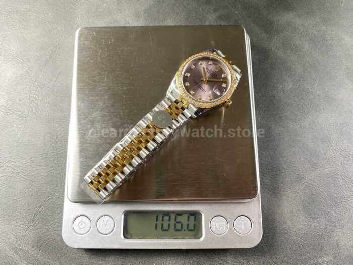 8+ Factory Rolex counterweight Datejust 278383RBR-0022 31mm Diamond Yellow Gold Bezel Half Yellow Gold Diamond Purple Dial Jubilee - Image 9