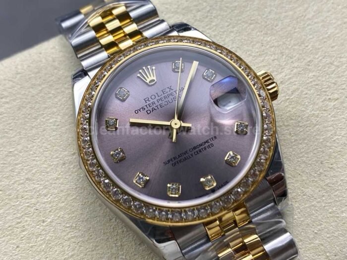8+ Factory Rolex counterweight Datejust 278383RBR-0022 31mm Diamond Yellow Gold Bezel Half Yellow Gold Diamond Purple Dial Jubilee - Image 2