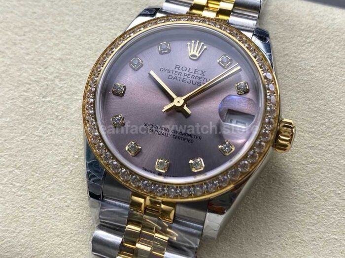 8+ Factory Rolex counterweight Datejust 278383RBR-0022 31mm Diamond Yellow Gold Bezel Half Yellow Gold Diamond Purple Dial Jubilee - Image 3
