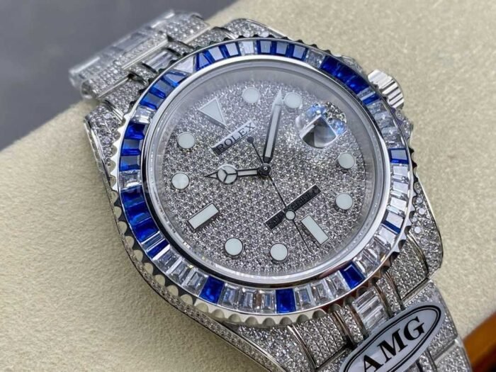 AMG Factory Rolex Submariner Date 116610 40mm BlueWhite Diamond Bezel Full 904LDiamond Diamond Dial 1 3 Super Clone Watch,Clean Factory Watch