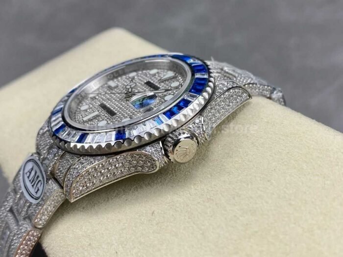 AMG Factory Rolex Submariner Date 116610 40mm BlueWhite Diamond Bezel Full 904LDiamond Diamond Dial 1 4 Super Clone Watch,Clean Factory Watch