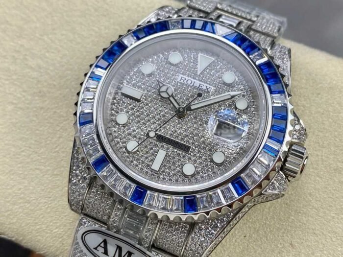 AMG Factory Rolex Submariner Date 116610 40mm BlueWhite Diamond Bezel Full 904LDiamond Diamond Dial 1 7 Super Clone Watch,Clean Factory Watch