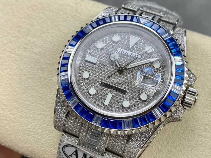 AMG Factory Rolex Submariner Date 116610 40mm BlueWhite Diamond Bezel Full 904LDiamond Diamond Dial 3 Super Clone Watch,Clean Factory Watch