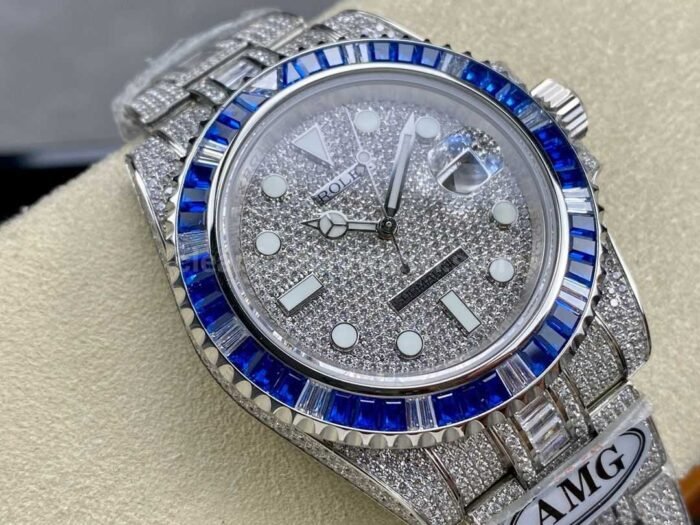 AMG Factory Rolex Submariner Date 116610 40mm BlueWhite Diamond Bezel Full 904LDiamond Diamond Dial 4 Super Clone Watch,Clean Factory Watch