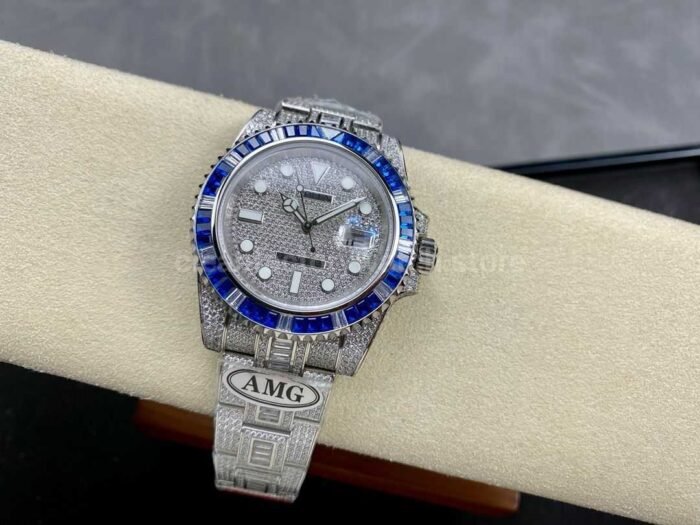 AMG Factory Rolex Submariner Date 116610 40mm BlueWhite Diamond Bezel Full 904LDiamond Diamond Dial 8 Super Clone Watch,Clean Factory Watch