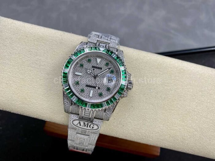 AMG Factory Rolex Submariner Date 116610 40mm Green&White Diamond Bezel Full 904L&Diamond Green Word Pin Diamond Dial - Image 5