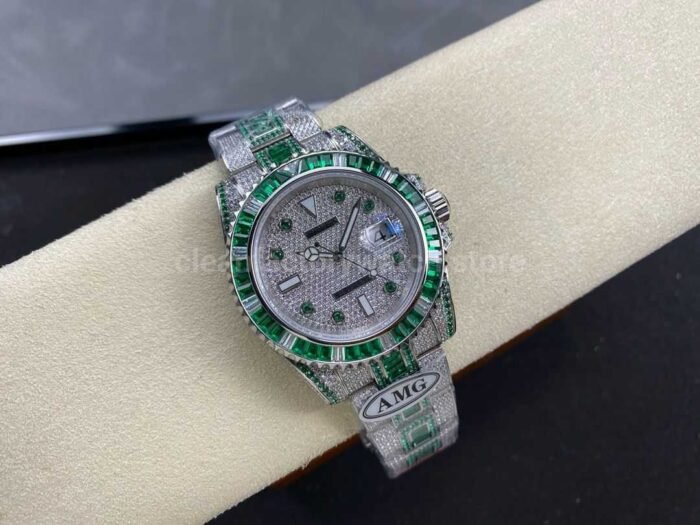 AMG Factory Rolex Submariner Date 116610 40mm GreenWhite Diamond Bezel Full 904LGr 5 Super Clone Watch,Clean Factory Watch