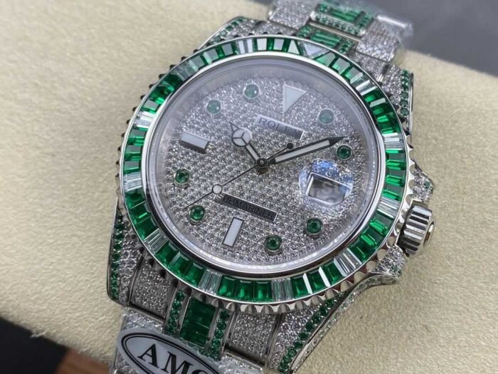 AMG Factory Rolex Submariner Date 116610 40mm GreenWhite Diamond Bezel Full 904LGr Super Clone Watch,Clean Factory Watch