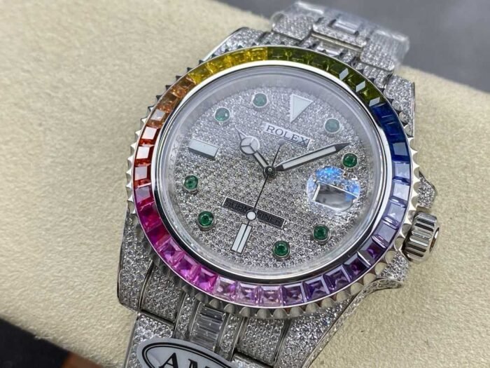 AMG Factory Rolex Submariner Date 116610 40mm Rainbow Diamond Bezel Full 904LDiamondGreen Wo 3 Super Clone Watch,Clean Factory Watch