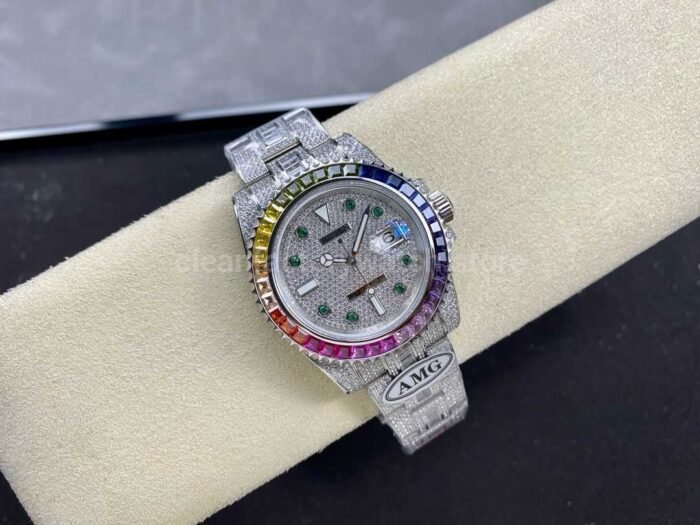 AMG Factory Rolex Submariner Date 116610 40mm Rainbow Diamond Bezel Full 904LDiamondGreen Wo 4 Super Clone Watch,Clean Factory Watch
