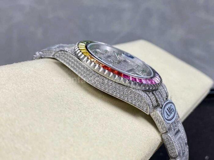 AMG Factory Rolex Submariner Date 116610 40mm Rainbow Diamond Bezel Full 904LDiamondGreen Wo Super Clone Watch,Clean Factory Watch