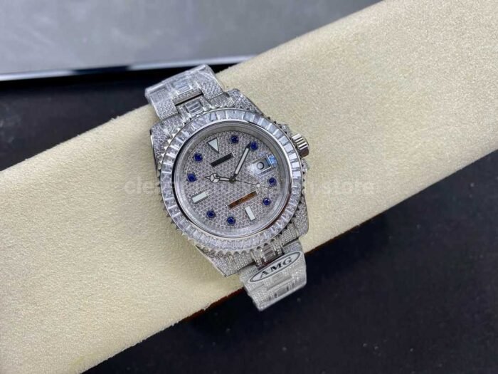 AMG Factory Rolex Submariner Date 116610 40mm White Diamond Bezel Full 904LDiamond Blue Word P 3 Super Clone Watch,Clean Factory Watch