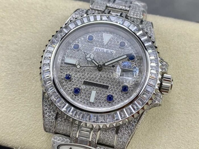 AMG Factory Rolex Submariner Date 116610 40mm White Diamond Bezel Full 904LDiamond Blue Word P Super Clone Watch,Clean Factory Watch