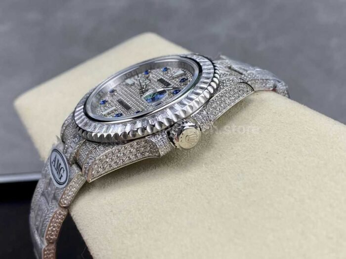 AMG Factory Rolex Submariner Date 116610 40mm White Diamond Bezel Full 904LDiamond Blue Word P 8 Super Clone Watch,Clean Factory Watch