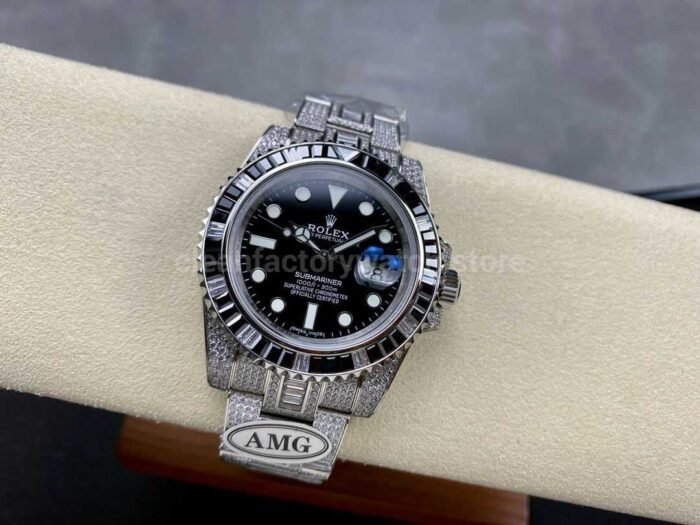AMG Factory Rolex Submariner Date 116610LN 40mm Black&White Diamond Bezel Full 904L&Diamond Black Dial - Image 5