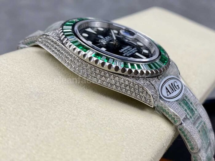 AMG Factory Rolex Submariner Date 116610LN 40mm GreenWhite Diamond Bezel Full 904LDiamond Black Dial 6 Super Clone Watch,Clean Factory Watch