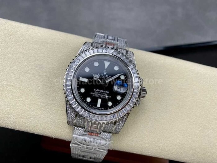 AMG Factory Rolex Submariner Date 116610LN 40mm White Diamond Bezel Full 904LDiamond Black Dial 3 Super Clone Watch,Clean Factory Watch