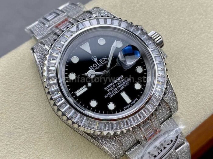 AMG Factory Rolex Submariner Date 116610LN 40mm White Diamond Bezel Full 904LDiamond Black Dial 6 Super Clone Watch,Clean Factory Watch