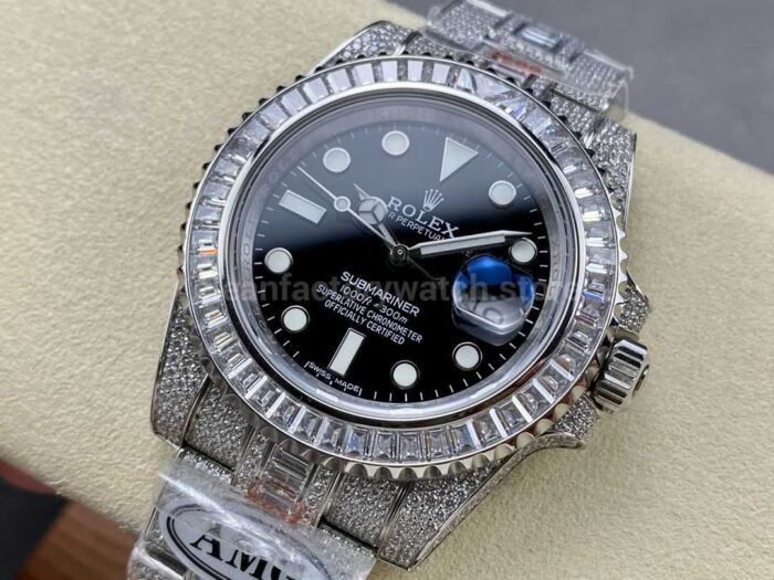 AMG Factory Rolex Submariner Date 116610LN 40mm White Diamond Bezel Full 904LDiamond Black Dial 8 Super Clone Watch,Clean Factory Watch
