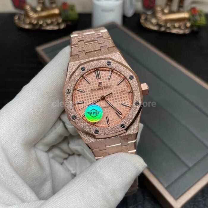 APS Factory Audemars Piguet Royal Oak Frosted Selfwinding 15454OR.GG.1259OR.03 37mm Full Frosted Rose Gold , Rose Gold Dial - Image 2