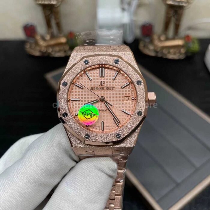 APS Factory Audemars Piguet Royal Oak Frosted Selfwinding 15454OR.GG.1259OR.03 37mm Full Frosted Rose Gold , Rose Gold Dial - Image 5