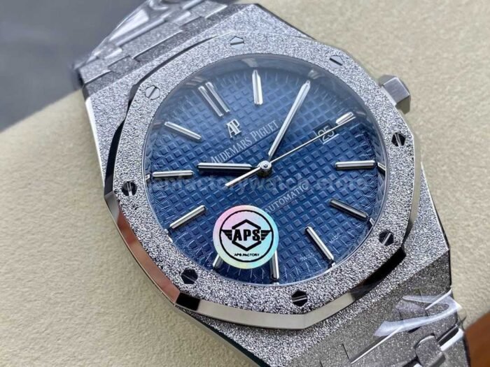 APS Factory Audemars Piguet Royal Oak Frosted Selfwinding 15410 41mm Full Frosted Steel Bl 3 Super Clone Watch,Clean Factory Watch