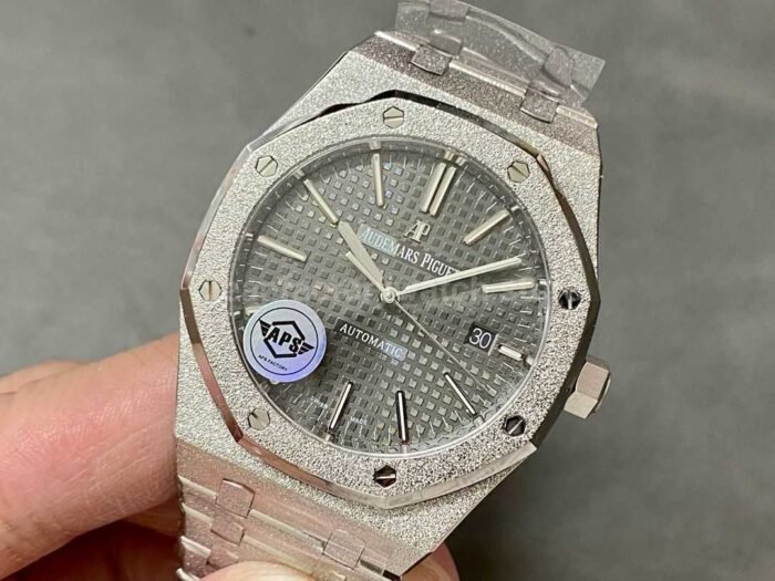 APS Factory Audemars Piguet Royal Oak Frosted Selfwinding 15410 41mm Full Frosted Steel Gr 3 Super Clone Watch,Clean Factory Watch