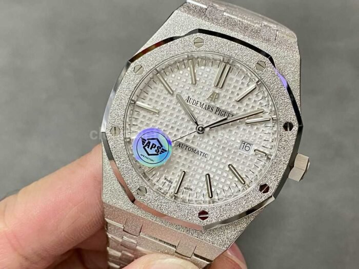 APS Factory Audemars Piguet Royal Oak Frosted Selfwinding 15410 41mm Full Frosted Steel Whi 1 Super Clone Watch,Clean Factory Watch