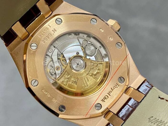 APS Factory Counterweight Audemars Piguet Royal Oak Selfwinding 41mm 15400OR.OO.D088CR.01 Rose Gold Leather Strap Silver Dial - Image 7