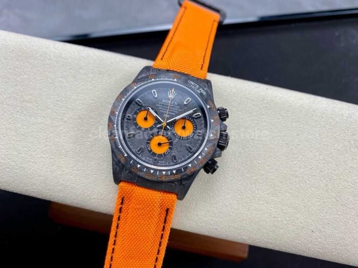 DIW Factory Rolex Daytona 116500 Limited Edition 40mm Carbon Fiber Artificial Fiber Woven Strap Orange Eye Carbon Fiber Dial - Image 4