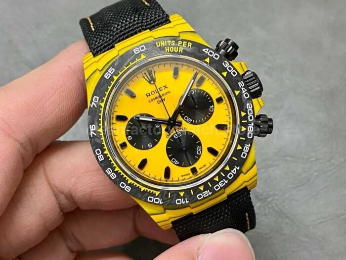 DIW Factory Rolex Daytona 116500 Limited Edition 40mm Carbon Fiber Artificial Fiber Woven Strap Yell 6 Super Clone Watch,Clean Factory Watch