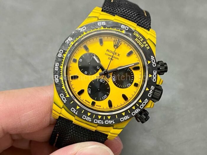 DIW Factory Rolex Daytona 116500 Limited Edition 40mm Carbon Fiber Artificial Fiber Woven Strap Yell Super Clone Watch,Clean Factory Watch