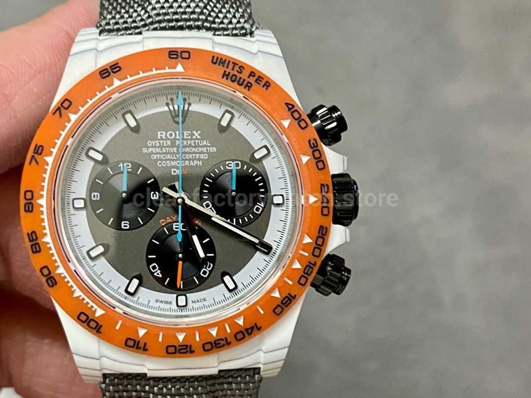 DIW Factory Rolex Daytona 116500 Limited Edition 40mm White Carbon Fiber Artificial Fiber Woven Strap Black Eye Grey Dial