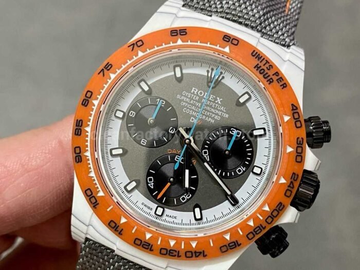 DIW Factory Rolex Daytona 116500 Limited Edition 40mm White Carbon Fiber Artificial Fiber Woven Strap Black Eye Grey Dial - Image 3