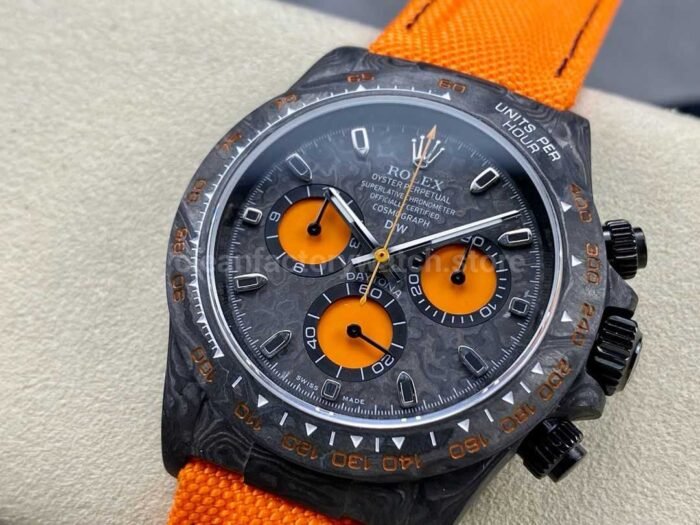 DIW Factory Rolex Daytona 116500 Limited Edition 40mm Carbon Fiber Artificial Fiber Woven Strap Orange Eye Carbon Fiber Dial - Image 3