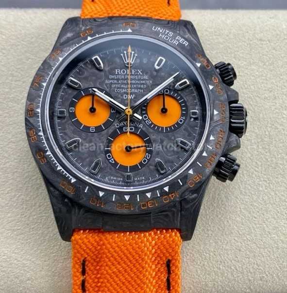 DIW Factory Rolex Daytona 116500 Limited Edition 40mm Carbon Fiber Artificial Fiber Woven Strap Orange Eye Carbon Fiber Dial
