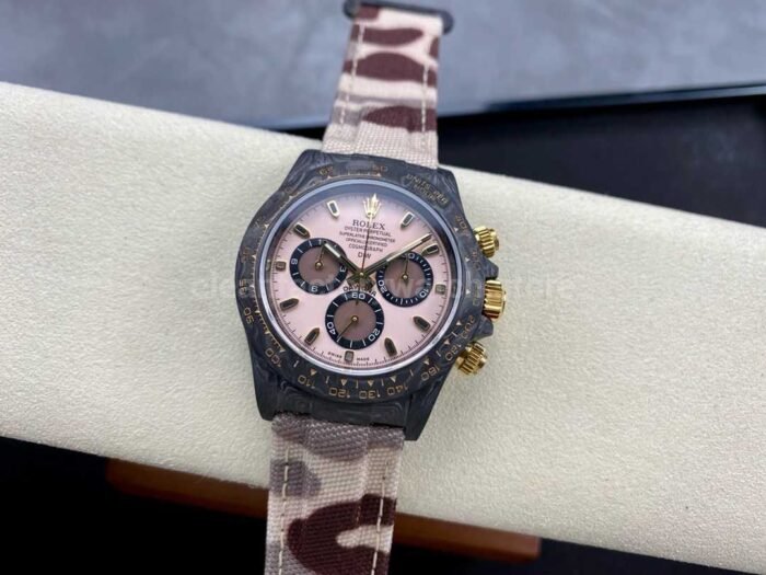 DIW Factory Rolex Daytona 116500 Limited Edition， 40mm Carbon Fiber Artificial Fiber Woven Strap Pink Dial - Image 4